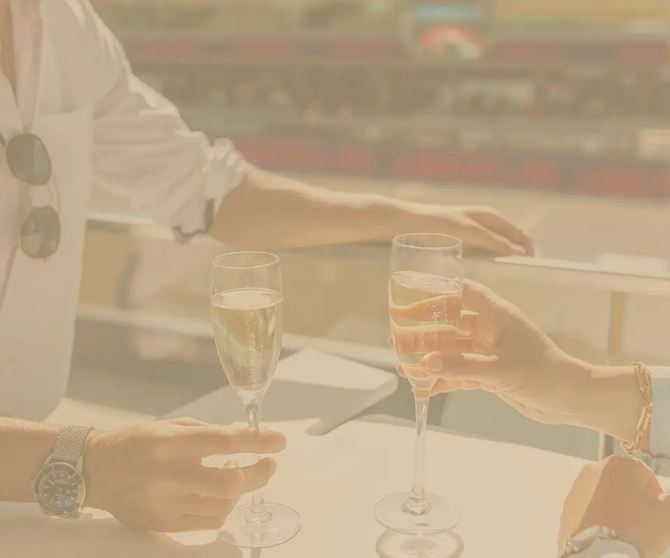 Personas brindando en palco VIP de MADRING